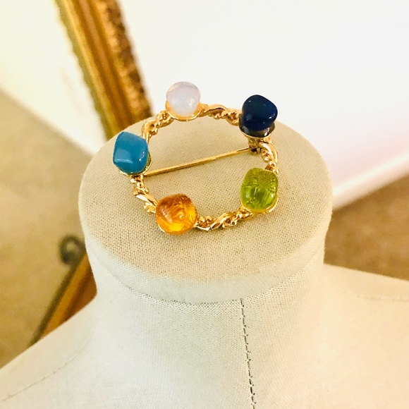 Vintage Polished Stone Brooch RARE! - Picture 8 of 17